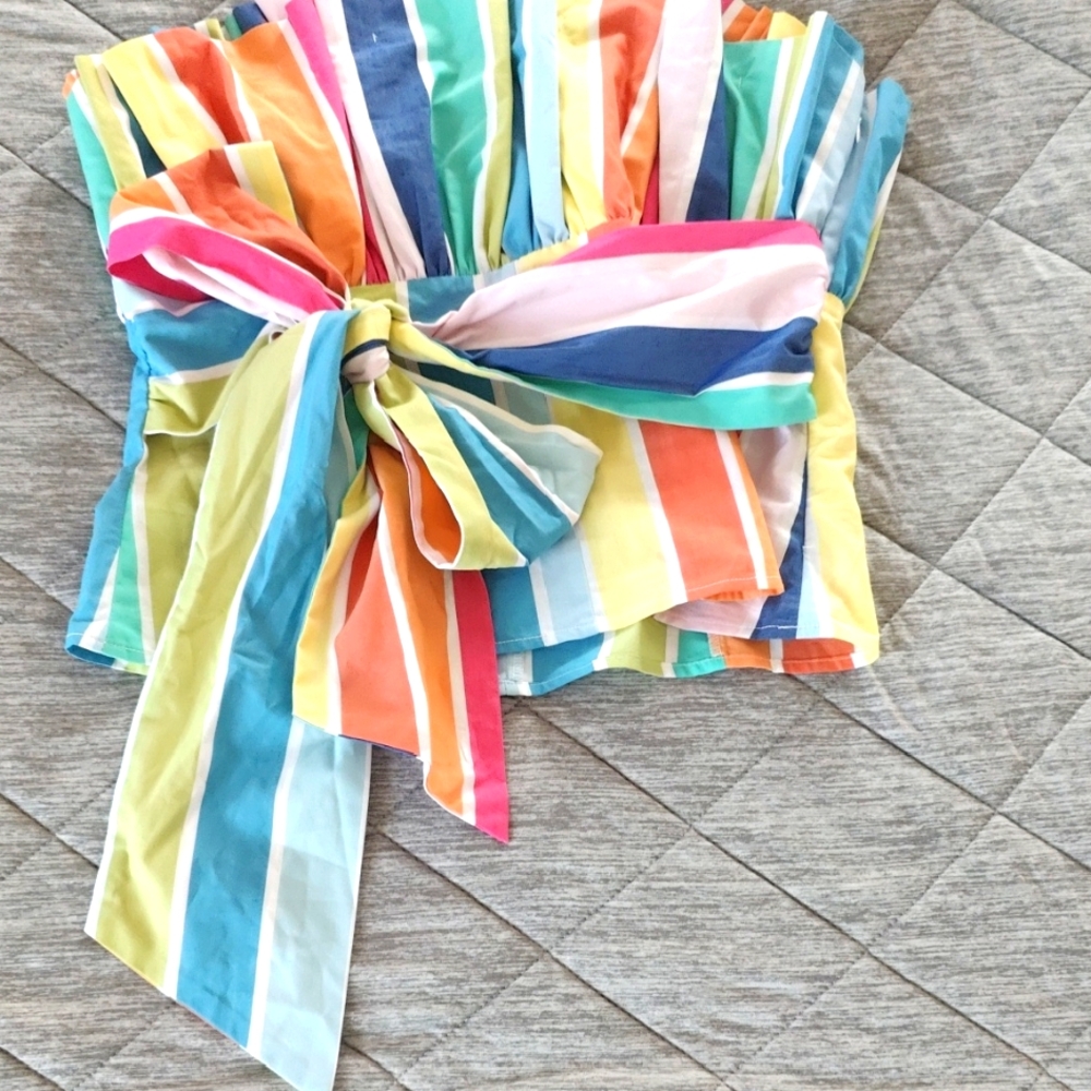 New York & Company Colorful Striped Strapless Top NWOT